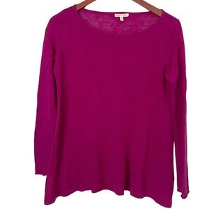Eileen Fisher 100% Organic Linen Sweater Long Sleeves Round Neckline Pink XS